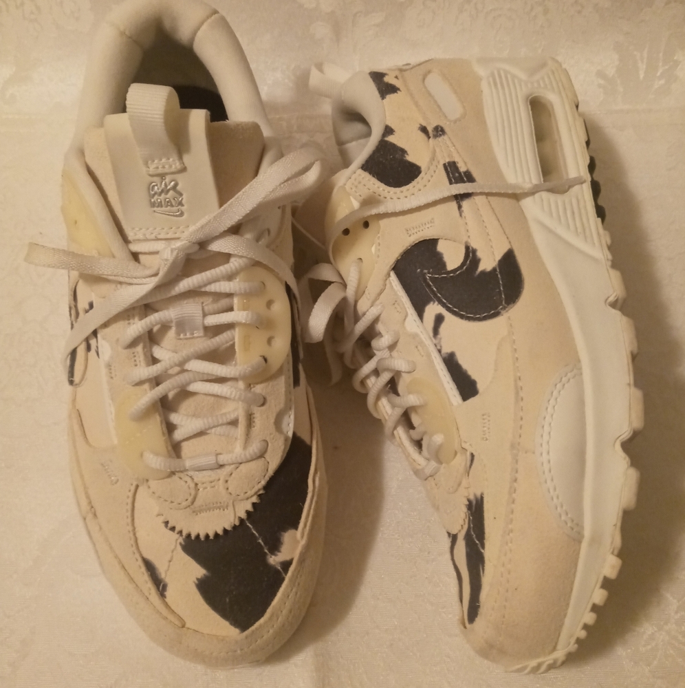 NIKE Women Cow Print Air Max 90 Futura Sneakers US 7.5